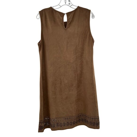 Lila Rose Faux Suede Shift Dress Sleeveless Tan Size 10 - Picture 7 of 9